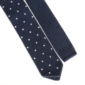 Fashion Skinny Embroidery White Dots Mens Knitted Ties Polyester